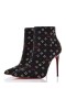 Christian Louboutin Tak Kate Kotníkové Botičky 100mm Logo Vyšívané Tkaniny Multi Černá