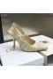 Dior J'ADior Slingback Čerpadla 10 cm Zlato-Tón Bavlněné Vyšívané Kovovou Nití
