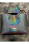 Christian Louboutin Cabata Tote Bag Metallic Leather Silver