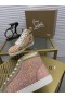 Christian Louboutin Lou Hroty Donna Ploché Dámské boty Třpytily a Lakované Kůže Růžové Zlato