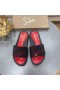 Christian Louboutin Muži Slide Sandály Strass Ozdob Guma Černá Červená