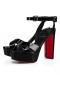 Christian Louboutin Supramariza 130 Mm Strappy Sandály Patent Telecí Kůže Černé