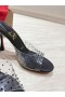 Christian Louboutin Degramule Strass Muly 85mm Kožené Černé