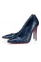Christian Louboutin Kate 100 Mm Čerpadla Aligátor Reliéfní Telecí Kůže Modrá