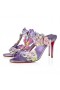 Christian Louboutin Flora 85mm Muly Telecí Kůže Kvetoucí Tisk A Duhové Nappa Kůže Vícebarevná