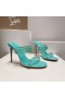 Christian Louboutin Spike Jen 105mm PVC a Lakované Kožené Sandály Mint