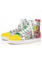 Christian Louboutin Zábavné Louis High-top Dámské boty Lakované Kůže A Tkaniny Šťastný Loubies Print Vícebarevná
