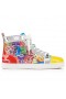 Christian Louboutin Zábavné Louis High-top Dámské boty Lakované Kůže A Tkaniny Šťastný Loubies Print Vícebarevná