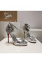 Christian Louboutin Loubi Vega Sandály 120mm Krystaly Lakované Kůže Stříbrný
