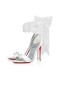 Christian Louboutin Sandály Du Desert 100 mm Slonová kost/bílá-sv/lin Modrý Krep Satén