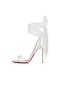 Christian Louboutin Sandály Du Desert 100 mm Slonová kost/bílá-sv/lin Modrý Krep Satén