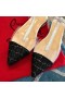 Christian Louboutin Nosy T-Strap Flat Sandals Coarse Glitter and PVC Black