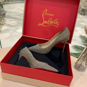 Christian Louboutin Anjalina Spike Čerpadla Glitter Ozdobený Escarpic Stříbro CL Boty Obchod