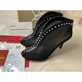 Christian Louboutin Bourriche Ok Spike Kožené Kotníkové Botičky Boty CL