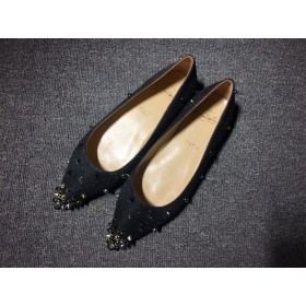 Christian Louboutin Degraspike Baletní Byty Textilie Černá