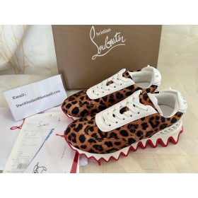 Christian Louboutin Loubishark Tenisky Leopardí Saténové Látky a Kůže