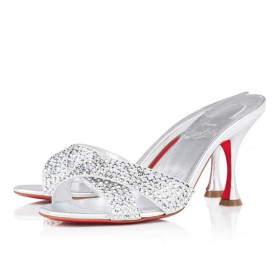 Christian Louboutin Marica Je Zpět Strass 85 mm Muly Sandály Stříbrné Christian Louboutin Boty