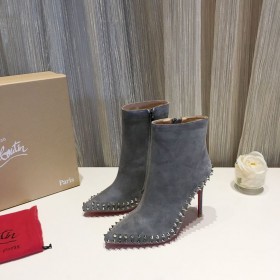 Christian Louboutin Willetta Kotníkové Boty 100 mm Semiš s Hroty Šedá