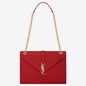Saint Laurent Velké Monogramme Obálka Červená Taška Přes Rameno