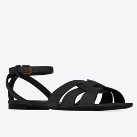 Saint Laurent Hold Ploché Sandály Z Černé Kůže Saint Laurent Boty