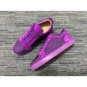 Christian Louboutin Louis Junior Strass Ženy Tenisky Semišové Kůže Fialová