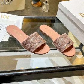 Dior Dway Slide VyÅ¡Ãvané Kovovou Nità Strass Růžová