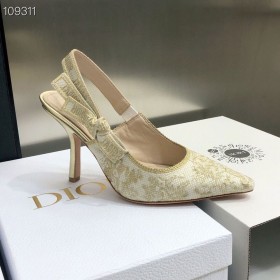Dior J'ADior Slingback Čerpadla 10 cm Zlato-Tón Bavlněné Vyšívané Kovovou Nití