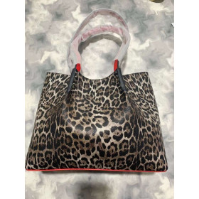 Christian Louboutin Cabarock Tote Bag Leopard Print Leather Brown