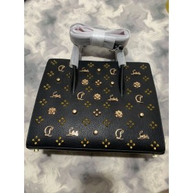 Christian Louboutin Paloma Střední Horní Rukojeť Taška Tele a Zlaté Hroty Loubinthesky Černá
