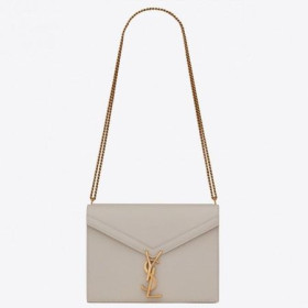 Saint Laurent Cassandra Uzavírání Sáčku Blanc Zrnitá Kůže Saint Laurent Tašky