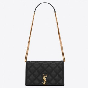 Saint Laurent WOC Becky Řetězce Peněženka Černá Jehněčí kůže