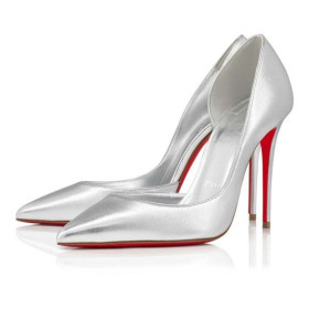 Christian Louboutin Iriza 100 Mm Čerpadla Vrstvené Kůže Nappa Silver