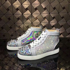 Christian Louboutin Louis Strass Pik Pik Verze High-top Ženy Tenisky Iridescence Kožený Multi