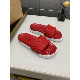 Christian Louboutin Bazén Skluzavka Sandály Špičatý Krokodýl Reliéfní Gumové Červené