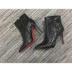 Christian Louboutin Snakilta Špičatý Kotníkové Boty 100mm Patent Kožené Černé