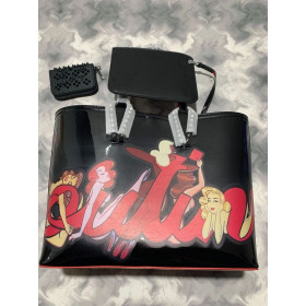Christian Louboutin X Lékař Nudit Cabata Lakované Kůže Tote S Pin-Up Černá