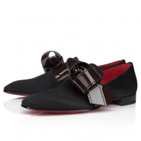 Christian Louboutin Pampeliška Jménu Červeném Koberci Mocassins Krep Satén Černá