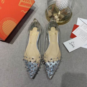 Christian Louboutin Collaclou Spike Jasné, Byt Nazdobený Pvc a Kovové Kůže Stříbrné