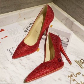 Christian Louboutin Kate Strass Snížit Čerpadla 100mm Semiš Červená