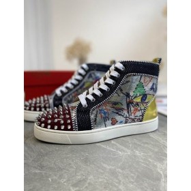 Christian Louboutin Lou Hroty High-top Tenisky Graffiti Flitry A Kůže Vícebarevná
