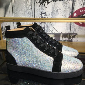 Christian Louboutin Louis Strass High-Top Tenisky Veau Velur Černý