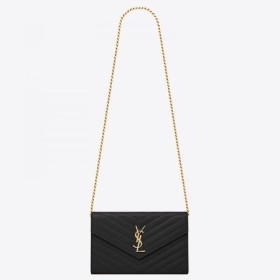 Saint Laurent WOC Monogram Řetězce Peněženka Černá Kůže Saint Laurent Tašky