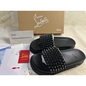 Christian Louboutin Bazén Zábava Pánské Black/gun Tele Sandál