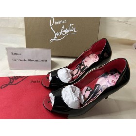 Christian Louboutin Äerpadla Buchtu 100mm Äerná/lin Porpora-multi Patent