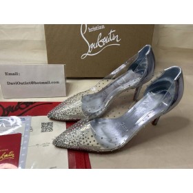 Christian Louboutin Äerpadla Degrastrass PVC 85mm Vers Åecké/Åecké lin