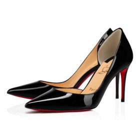 Christian Louboutin Äerpadla Iriza 85 mm Äerná lakovaná Kůže