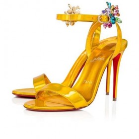 Christian Louboutin Sandály Goldie Joli 100 mm Žlutá/lin Žlutá Patent