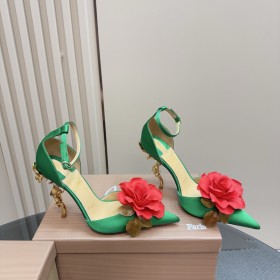 Christian Louboutin Bellarose 100 Mm Strappy Pumps Crepe Satin Green