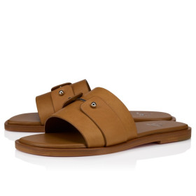 Christian Louboutin Chambelimule Mules Waxed Calf Leather Terra