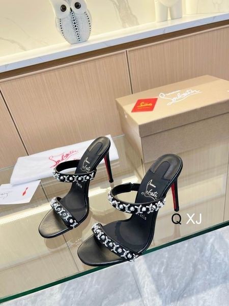 Christian Louboutin Bare Kæde 85mm Sandaler Sort Nappa Læder